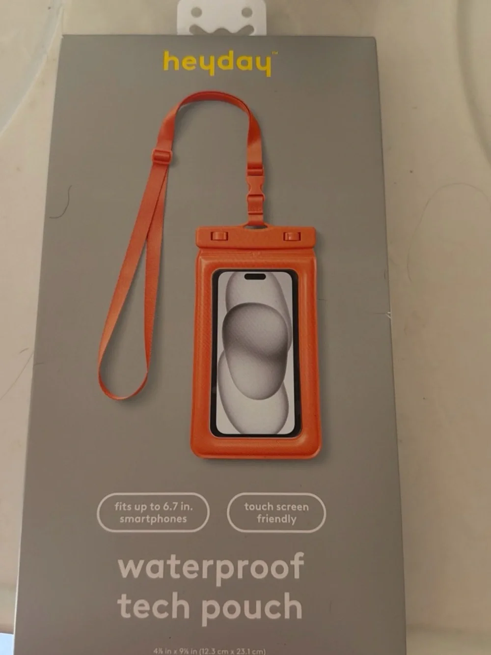 heyday Orange Waterproof Tech Pouch with Neck Strap